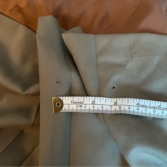 Vintage SHIFF light khaki green long pleated back 100% virgin wool trench coat - Picture 9 of 12
